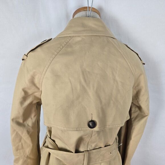 Topshop Trench Coat Women's 4 Beige Tan Button Closure Belted Cuffed Collar NWOT - Picture 4 of 15